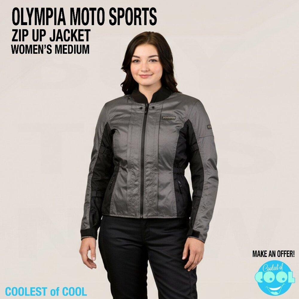 Olympia Moto Sports Women’s Medium Motorcycle Riding Jacket Nylon quilted gray